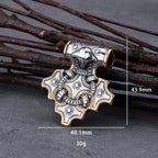 Vintage Viking Odin Raven Mjolnir Thor's Hammer Necklace Men Stainless Steel Hip Hop Biker Amulet Pendant Necklace Gift