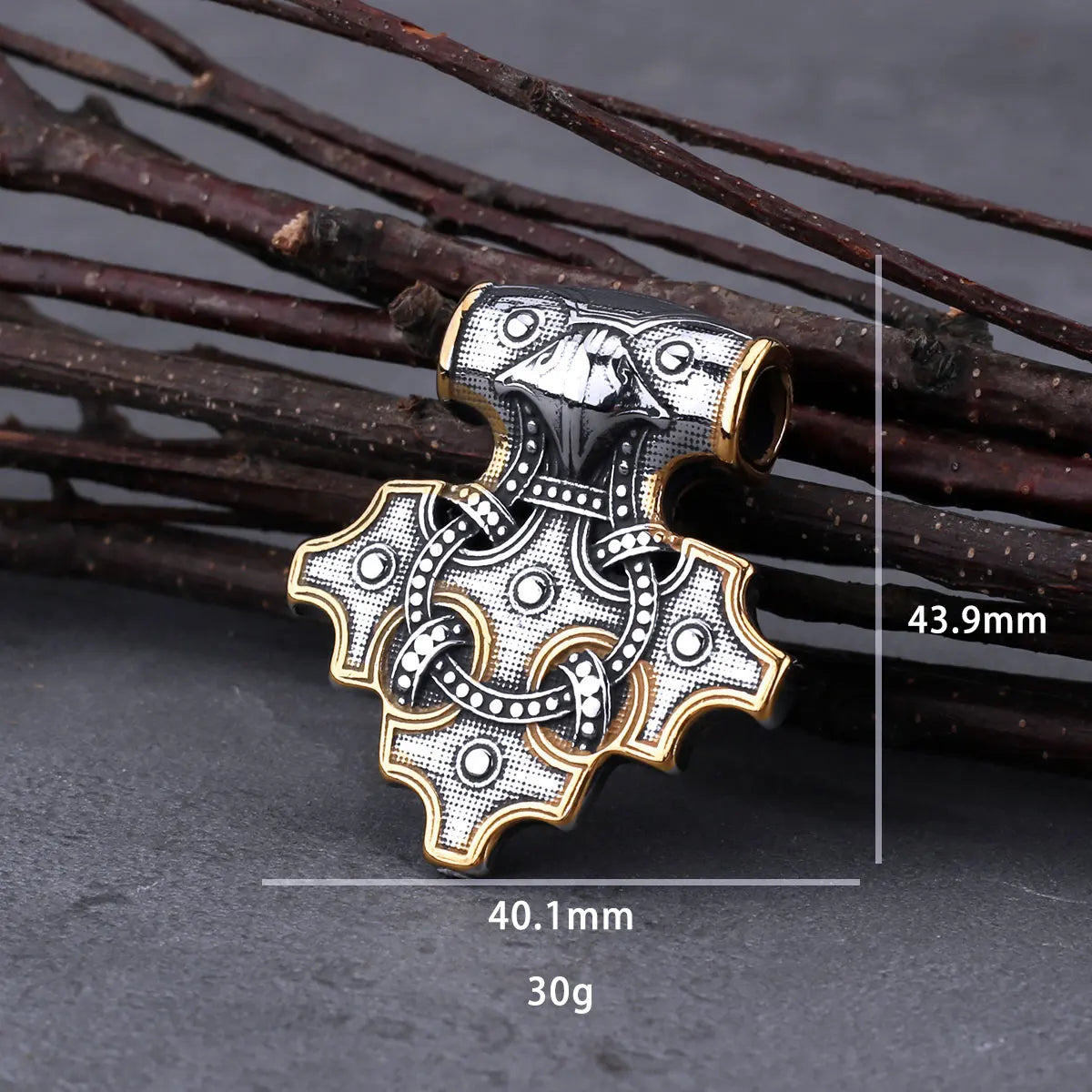 Vintage Viking Odin Raven Mjolnir Thor's Hammer Necklace Men Stainless Steel Hip Hop Biker Amulet Pendant Necklace Gift
