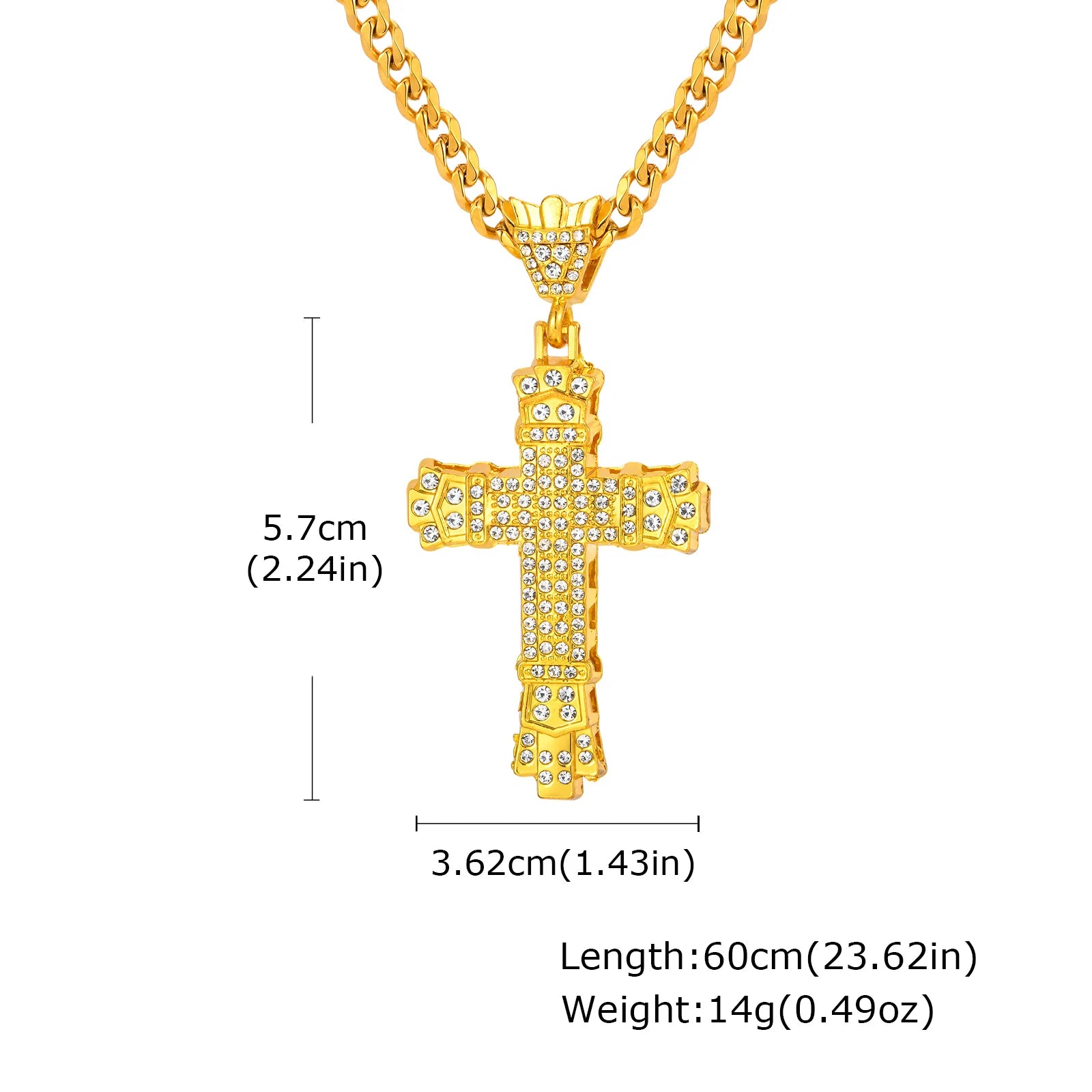 Iced Out Cross Cuban Pendant — Stainless
