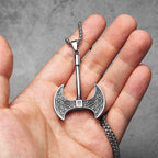 Double-Edged Axe Pendant Necklace — Stainless Steel