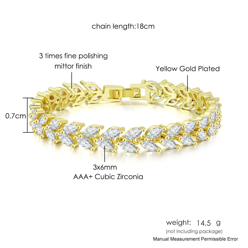 Silver Iced Out Leaf Bracelet Zirconia