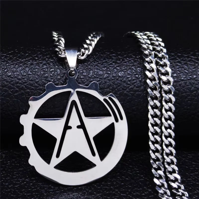 Hammer Sickle Pendant Necklace — Silver