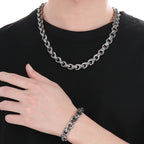 Vintage Solid Stainless Steel Handcuffs Style Link Chain Man Bracelet Necklace for Men Punk Rock Jewelry Accessory 1