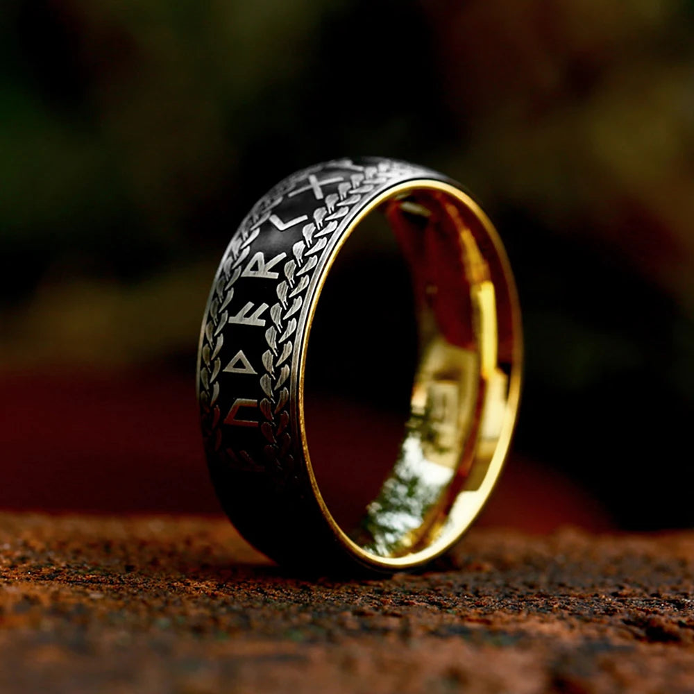 Nordic Viking Rune Ring — Stainless Steel