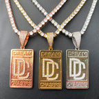 Aokaishen Iced Out Dog Tag Dream Catcher Necklace Pendant for Men Real Copper Hip Hop Jewelry