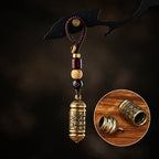 1Pcs Vintage Hollow Brass Buddha Bottle Sutra Cylinder Pendant Car Keychain Lucky Hangings Leather Bag Lanyard Key Ring