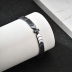 Vnox Cross Beaded Bracelet for Men Him, Dark Gothic Chain Link Jewelry, Punk Religious Statement Gift for Dad Father