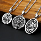 Vintage 316L Stainless Steel Archangel St.Michael Pendant Necklaces For Men Women Fashion Punk Amulet Jewelry Gifts Dropshipping