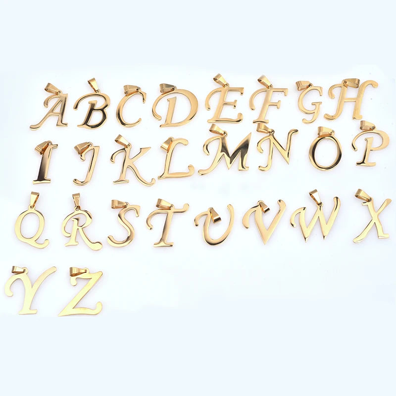 Initial 26 Letters Pendant Stainless Steel Necklaces For Women Men Accessories English Alphabet Necklace Fashion