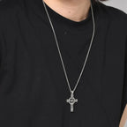 Nordic Celtic Knot Cross Necklace, Viking Metal Pendant for Men, Retro Punk Jewelry, Symbolic Gift for Boys