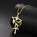 Eye of Horus & Anubis Talisman Pendant Necklace — Stainless Steel