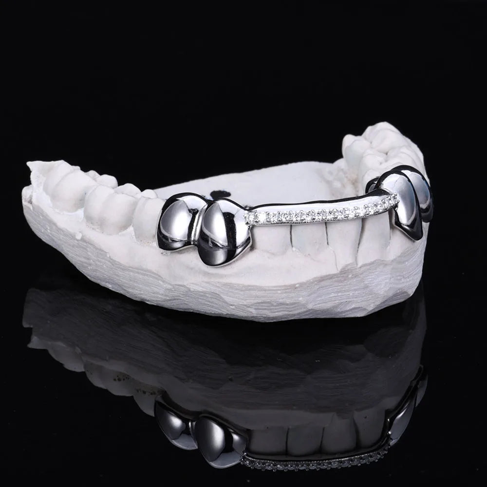 925 Silver VVS Grillz Iced Out Diamond 1-Row