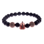 Black CZ Pave Ball Beaded Bracelet for Men — Adjustable Weave