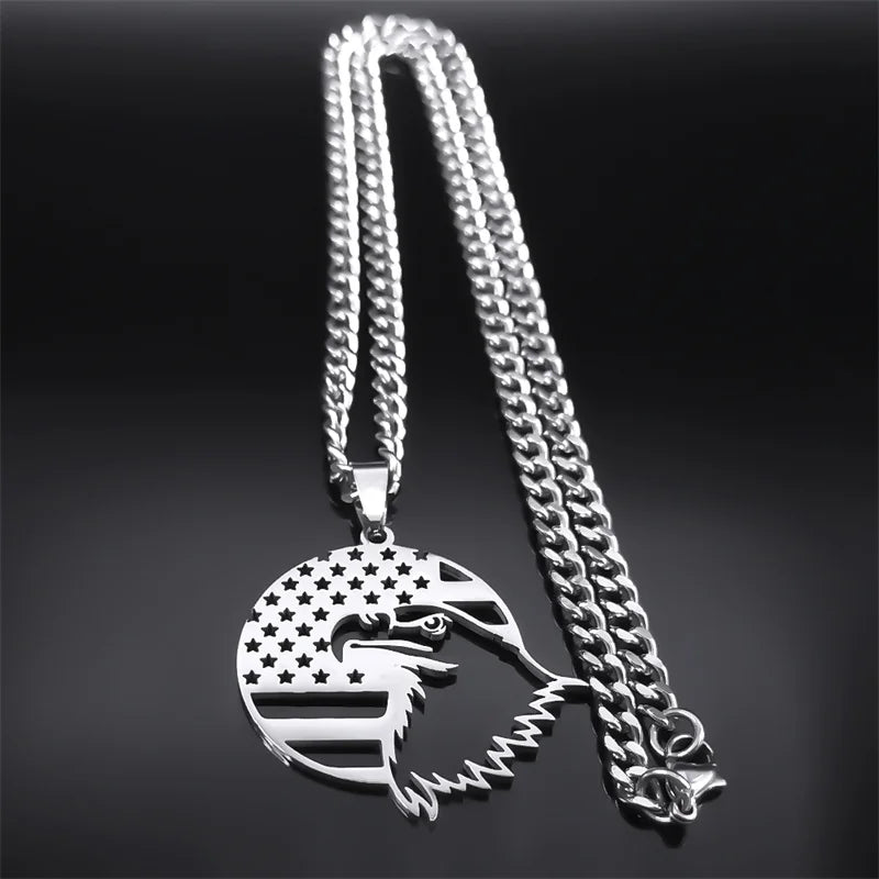 American Eagle Flag Pendant — Stainless