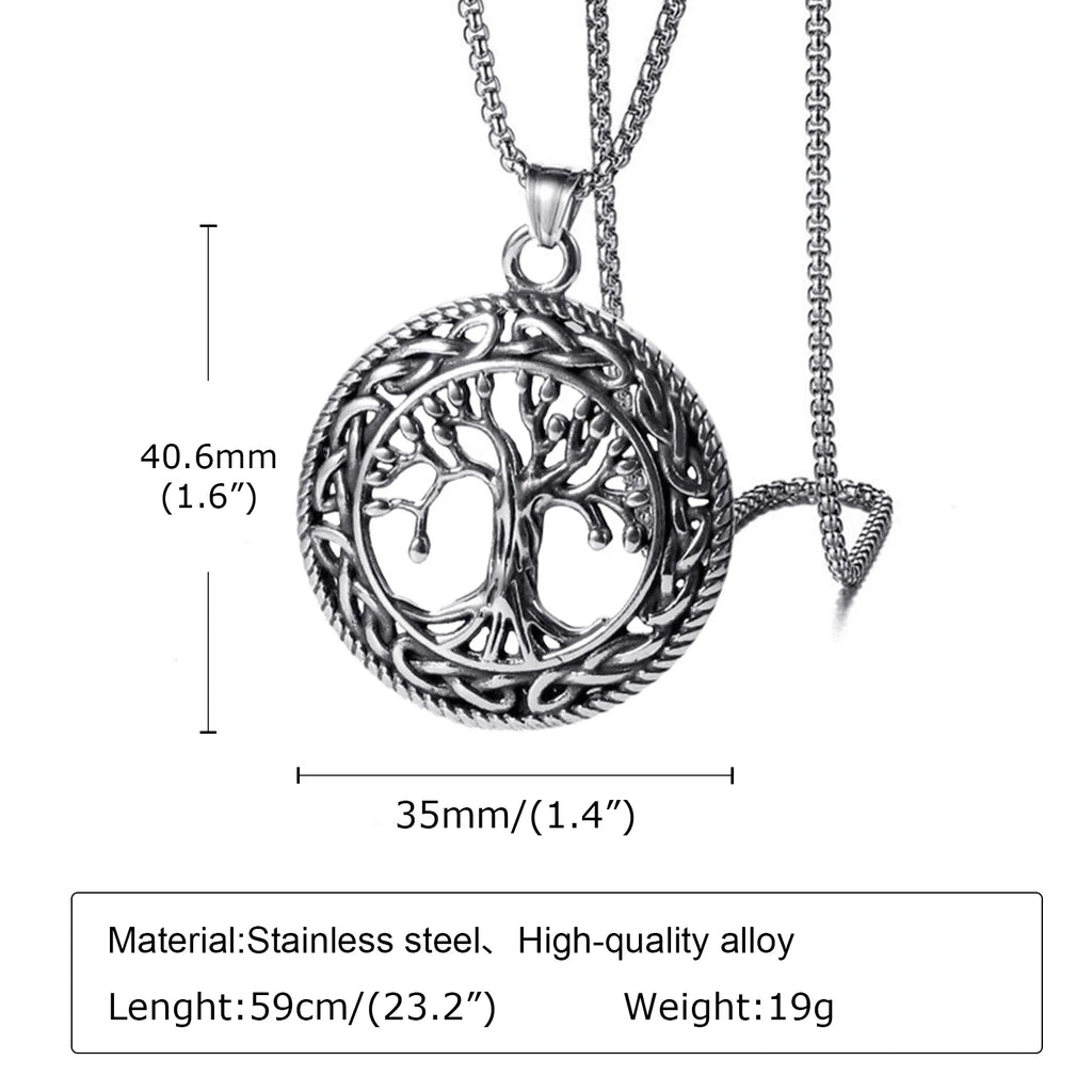 Viking Tree of Life Box Chain Pendant — SS
