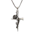 Rose Cross Pendant — Stainless Steel