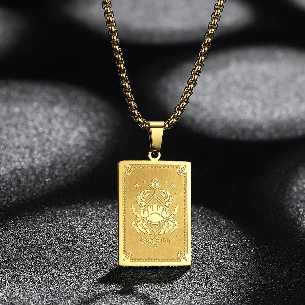 Zodiac Sign Capricorn Pendant Necklace for Women Men 12 Constellation Jewelry Choker Charm Chain Birthday Gift Female Collar