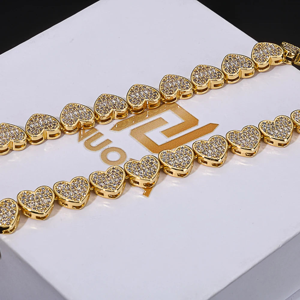 Heart Tennis Bracelet Silver 8MM Baguette Iced Out