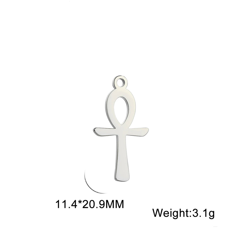 LIKGREAT Egyptian Ankh Cross Egypt Eye Pendant for Necklace Earrings Stainless Steel Eye of Horus Charms for Jewelry