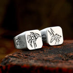 BEIER Stainless Steel Egypt Cross Anubis God Finger Rings For Men Punk Wolf Head Knuckle Ring Statement Retro Jewelry BR8-360