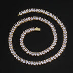 Silver Tennis Chain Necklace Teardrop CZ