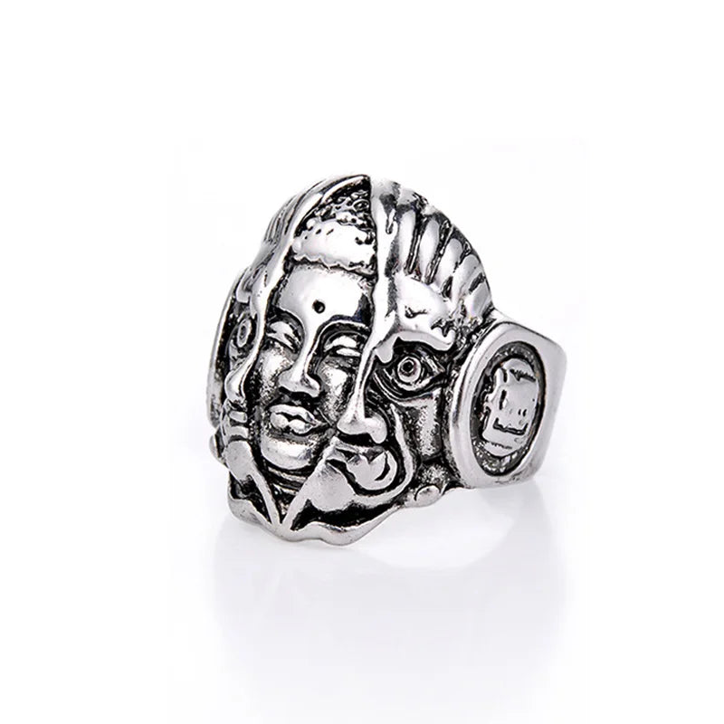God or Devil Gothic Open Ring — Retro Biker Statement Band