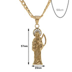 Witaya Classic New Retro Death of Angel Santa Muerte Mens Pendant Necklace 316L Stainless Steel Jewelry Men Party Gift