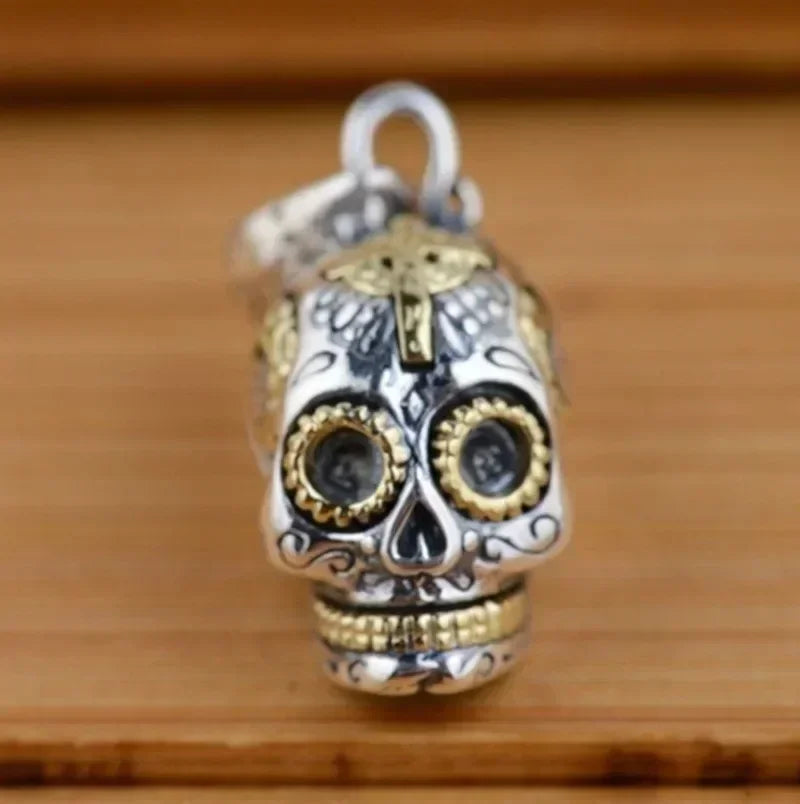 Retro Gothic Golden Cross Skull Pendant Necklace for Men Fashion Party Rock Motorcycle Riding Punk Jewelry Gift