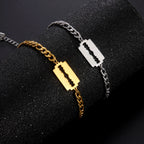 Razor Blade Figaro Chain Bracelet for Men — Stainless Steel