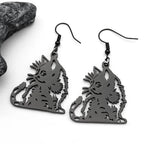 Cat Gold Earrings Cute Kitty Animal Hollow Hoop