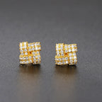 Iced Out Zircon Stud Earrings Stainless Steel CZ
