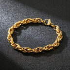 7/11mm Twisted Chain Bracelet for Men Woman Stainless Steel Charm Men's Wristband Gold Color Bangles Bracelets Jewelry