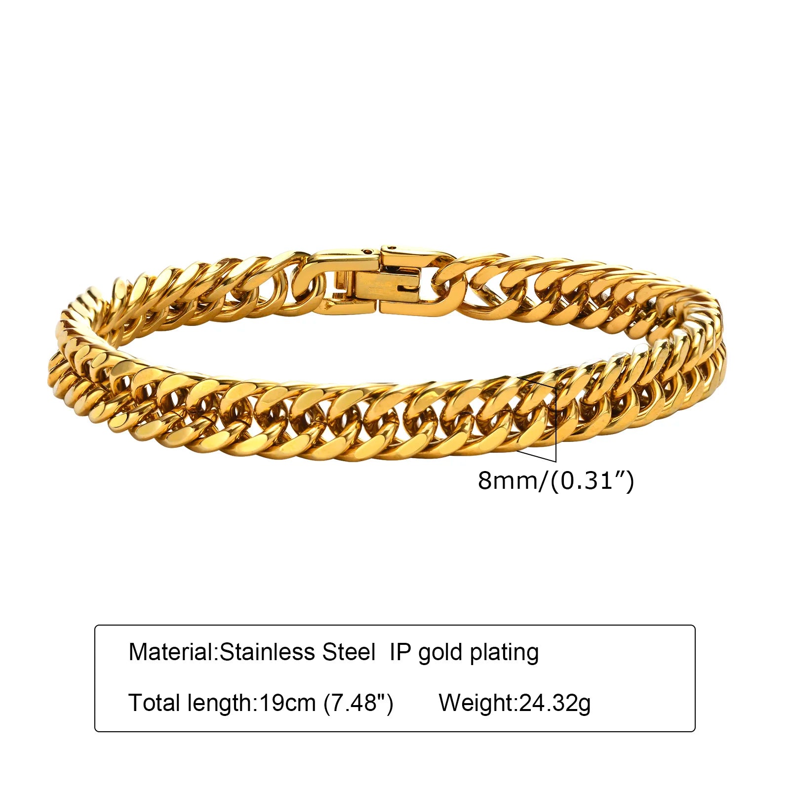 Double Curb Chain Bracelet 15mm — Stainless Steel