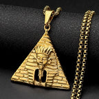 Egypt Pyramid Tutankhamun Pharaoh Pendant Necklace for Women Men Stainless Steel Gold Color Ancient Egyptian Amulet