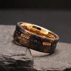 8MM Golden/Red Men's Tungsten Carbide Wedding Bands Fashion Carbon Fiber Ring Luxury Jewelry Inlaid Gold Leaf Meteorite Comfort