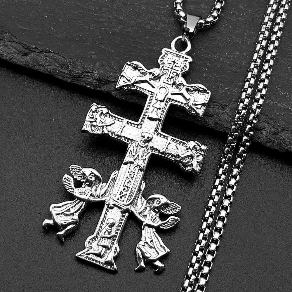 Caravaca Cross Pendant Necklace — Stainless Steel