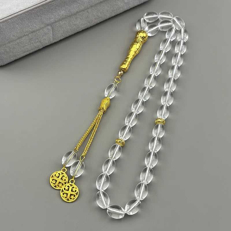 33Pcs Glass Rosary Muslim Prayer Keyring String Tassel Islamic Middle East Uae Dubai Arab Islam Car Pendant Jewelry