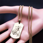 SAINT MICHAEL Archangel Pendant Necklace For Women Men Stainless Steel Dog Tag Metal Shape Necklaces Religious Jewelry