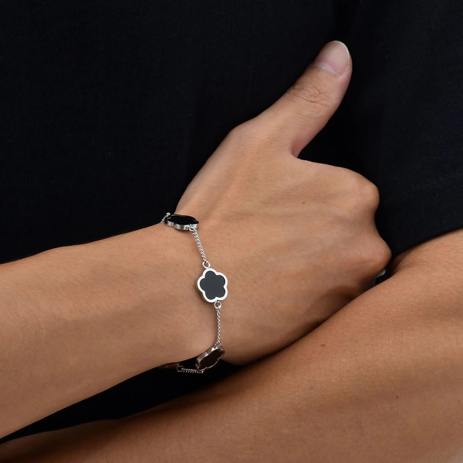 Five Leaf Flower Bracelet — Stainless Steel