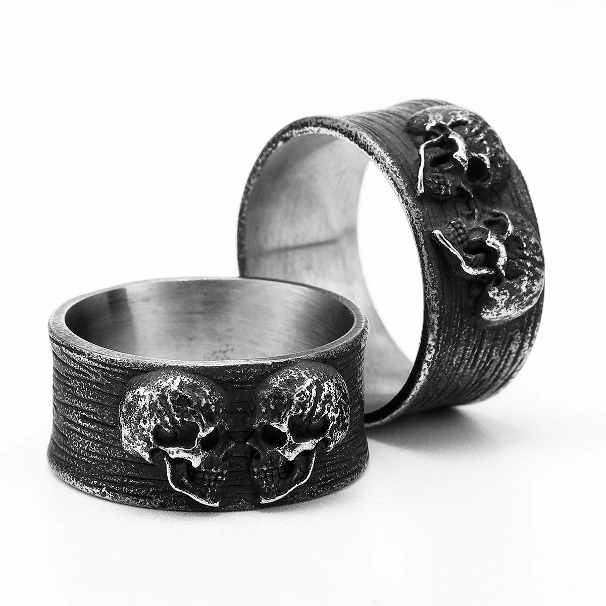 Twin Skull Ring Black — Stainless Steel