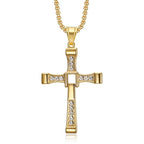 CZ Jesus Cross Pendant Necklace — Stainless Steel
