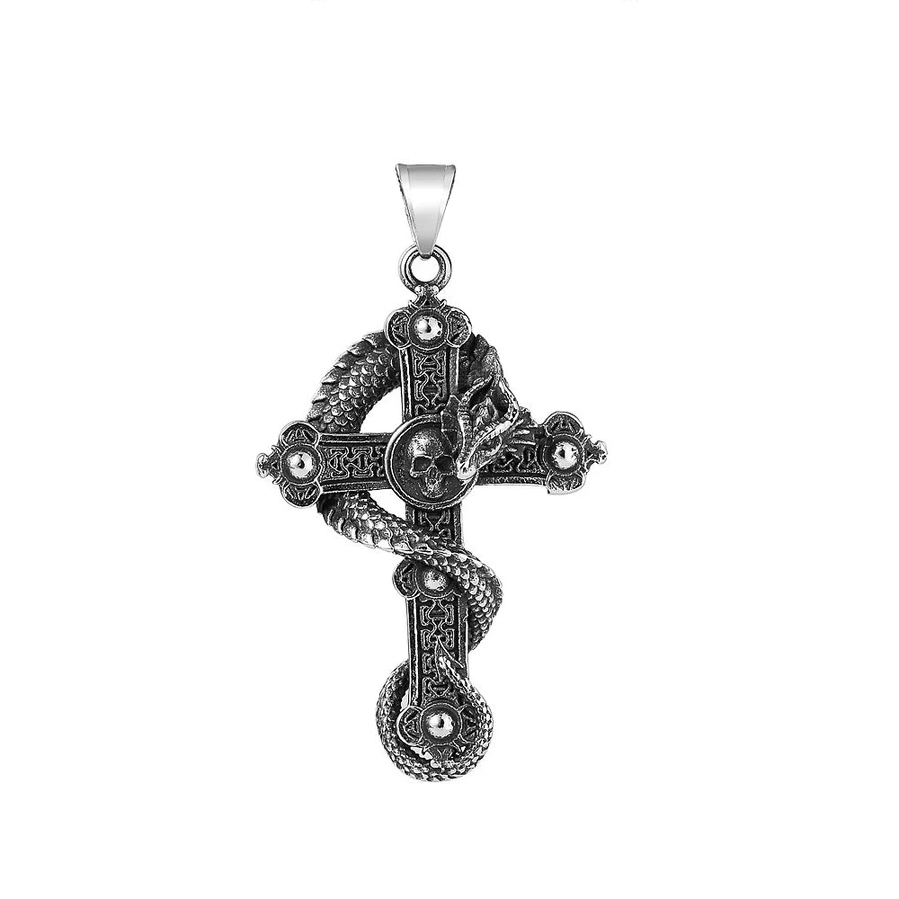 Skull Cross Stainless Steel Pendant Necklace
