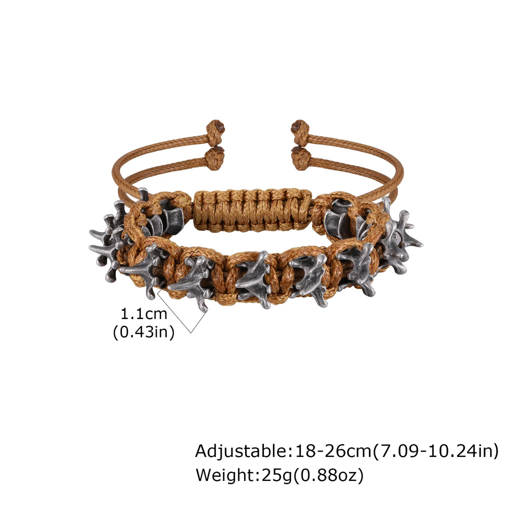 Rock Punk Dragon Spine Woven Bracelet for Men Boys,11MM Width Vintage Woven Metal Bracelet,Jewelry Gift for Him