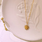 Gold Sun Stainless Steel Pendant Necklace