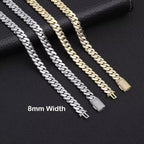 NY Hip Hop Bling Miami Cuban Link Necklace Bracelet For Men 8/12/15/20MM Brass Zircon Fashion Jewelry Party Gift