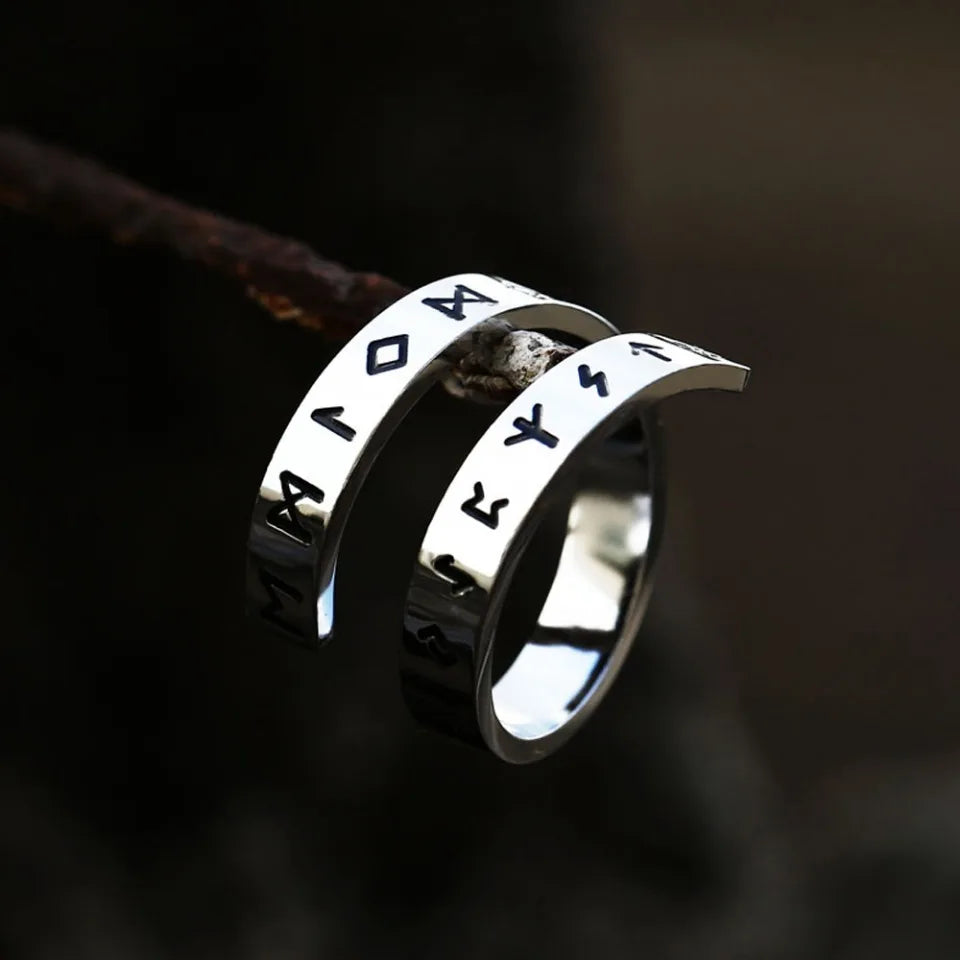 Simple Creative Design Viking Rune Ring For Men Women Stainless Steel Punk Biker Opening Rings Fashion Vintage Jewelry