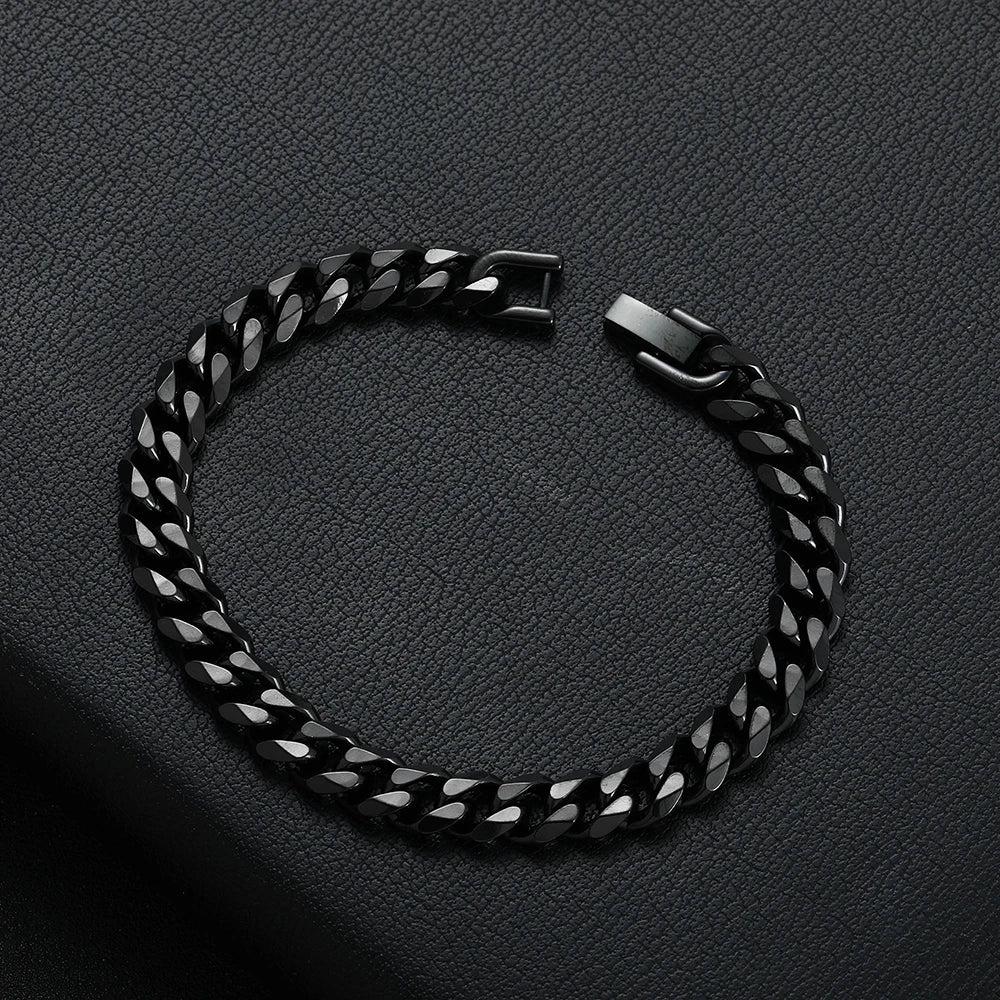 8mm Cuban Chain Bracelet — Black Gold