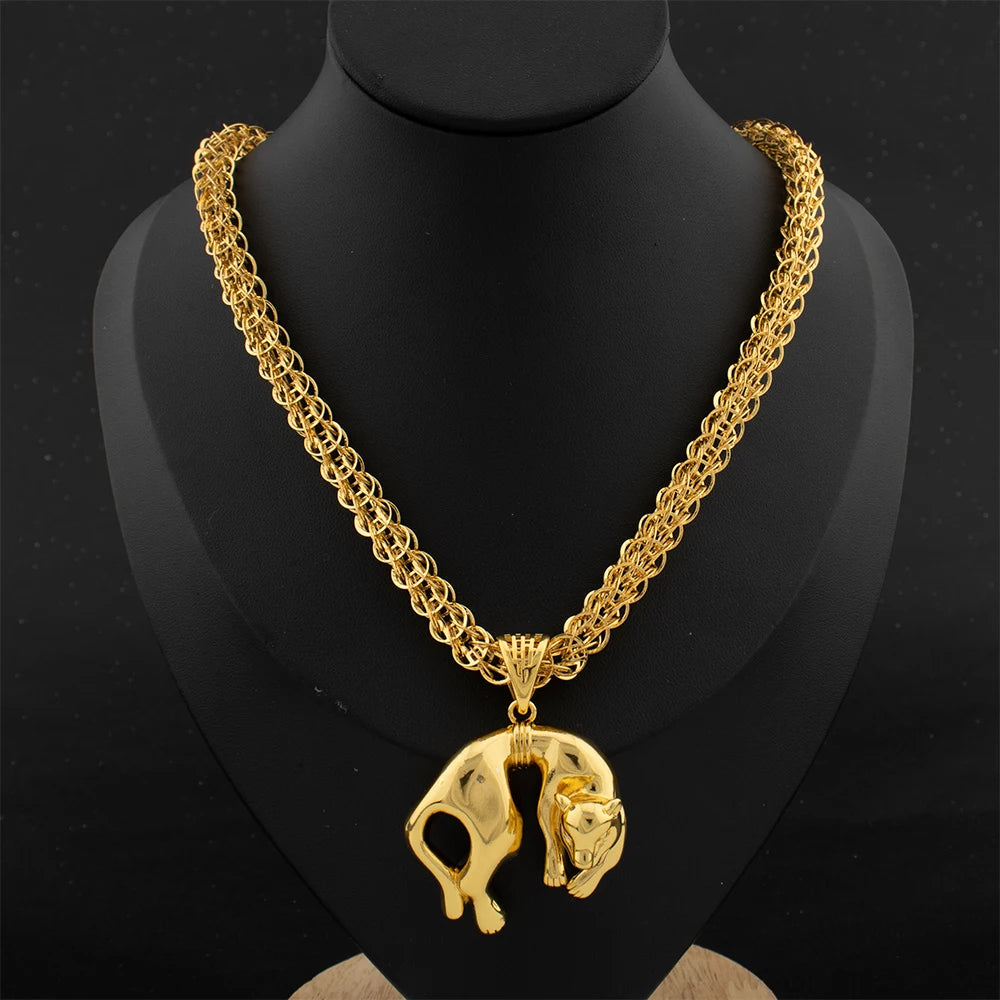 Crocodile Pendant 18K Luxury Gold Color Neclace Chain Dubai Jewelry Fashion African Gold Plated Statement Pendant Set Daily Wear