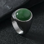 Tiger Black Ring 316L Oval Natural Stone