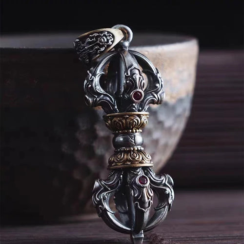 Buddhist Dharma Vajra Pendant Necklace — Multi-Tone, Zinc Alloy